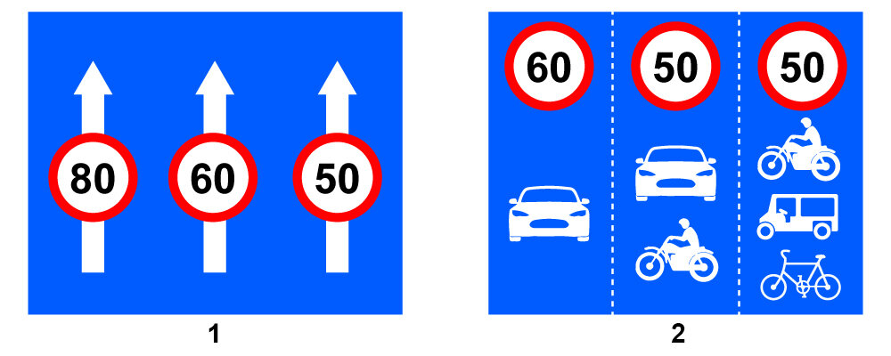Biển nào yêu cầu các xe tuân thủ t.ốc độ t.ối đa cho phép trên từng làn đường?