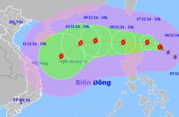 B.ão Yinxing rất mạnh, gi.ật cấp 16 đang di chuyển vào Biển Đông