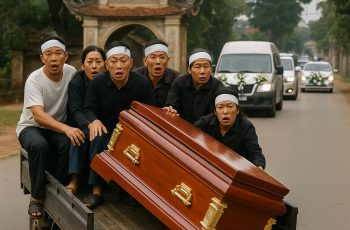 Đám tang vừa đi qua đình làng, chiêng trống bỗng dưng loảng xoảng hết lên dù không ai gõ cả – qu-an tài run bần bật rồi rơi khỏi xe tang