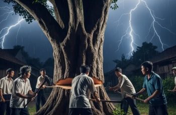 Cụ già trong làng bảo cây đã có từ thời lập làng, gắn với một lời nguyện xưa cũ: “Cây ngã, làng lụi.” Cụ già trong làng bảo cây đã có từ thời lập làng, gắn với một lời nguyện xưa cũ: “Cây ngã, làng lụi.”