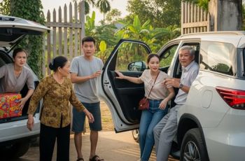 2 vợ chồng ki cóp tiền mua ô tô, lần đầu về quê tôi nóng mặt khi cả nhà chồng chân toàn bùn đất trèo lên xe mới, bố chồng bảo tôi tự đi xe máy theo sau, để chồng chở các bác, tôi sôi máu bỏ thẳng vào cốp xe